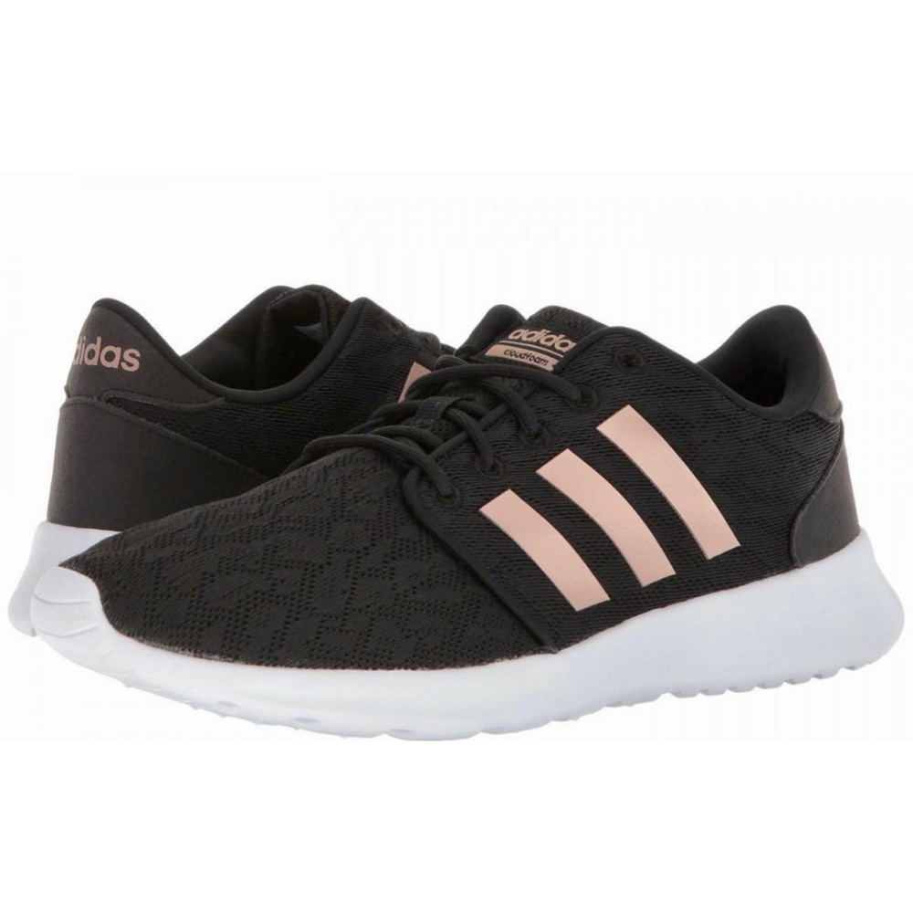SOLD✨ADIDAS Cloudfoam QT Sneakers Racer Black & Metallic Copper Rose Gold 9.5